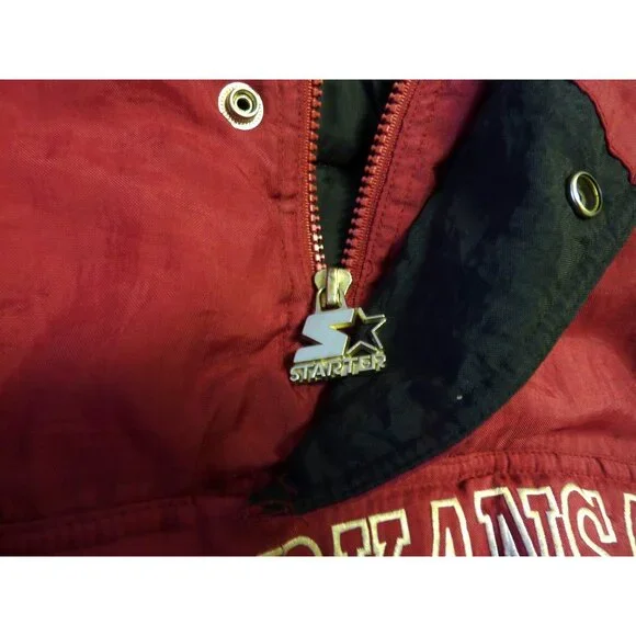 Arkansas Razorbacks 90s Starter Jacket w/hood NCAA Football Size L vintage